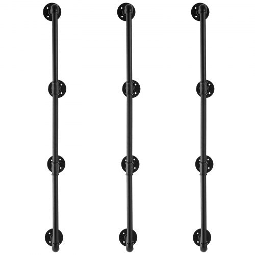 Industrial Pipe Shelf 4 Tier 3PCS 118in Applicable Board Width WallMount