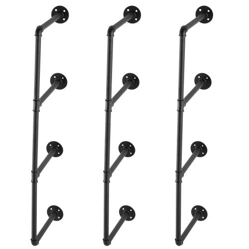 Industrial Pipe Shelf 4 Tier 3PCS 118in Applicable Board Width WallMount