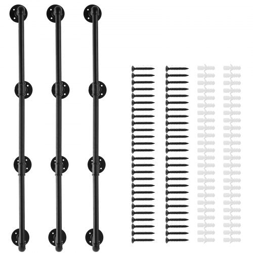 Industrial Pipe Shelf 4 Tier 3PCS 118in Applicable Board Width WallMount