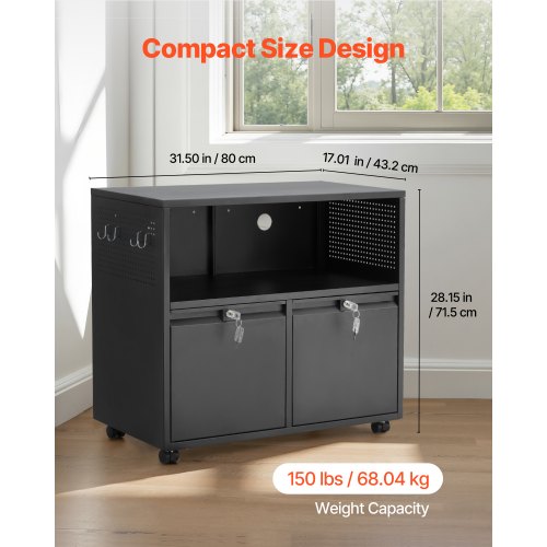 2 Drawers Metal File Cabinet Lateral Filing Cabinet with Lock and Adjustable