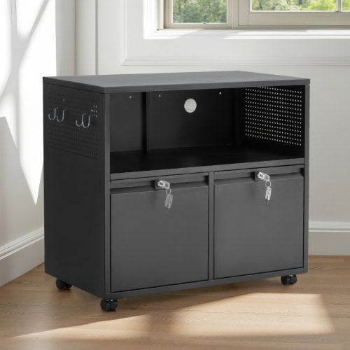 2 Drawers Metal File Cabinet Lateral Filing Cabinet with Lock and Adjustable