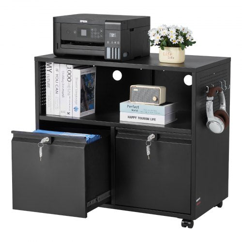 2 Drawers Metal File Cabinet Lateral Filing Cabinet with Lock and Adjustable
