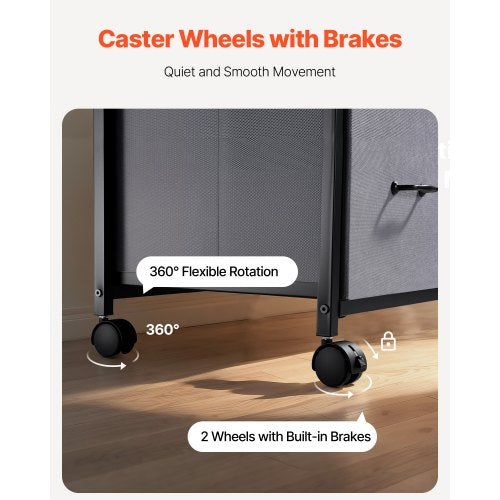 Metal File Cabinet Mobile Filing Cabinet with 3 Fabric Drawers and 2 Open