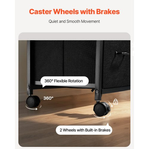 Metal File Cabinet Mobile Filing Cabinet with 3 Fabric Drawers and 2 Open 1