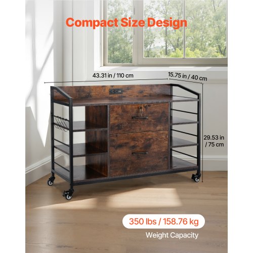2 Drawers Metal File Cabinet Lateral Filing Cabinet with Lock and 6 Open 1