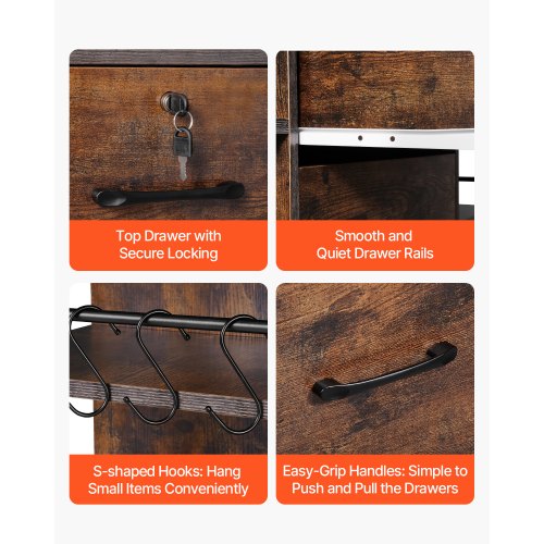2 Drawers Metal File Cabinet Lateral Filing Cabinet with Lock and 6 Open 1