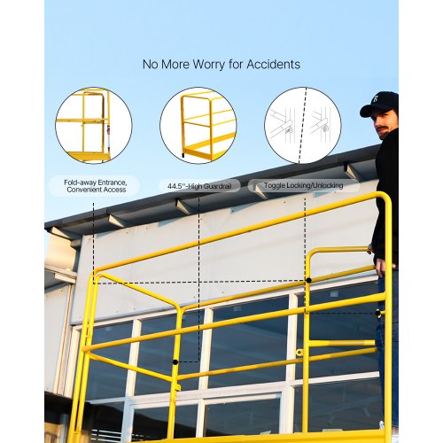 6ft Scaffolding Safety Guard Rail System For BakerStyle Scaffolding Yellow