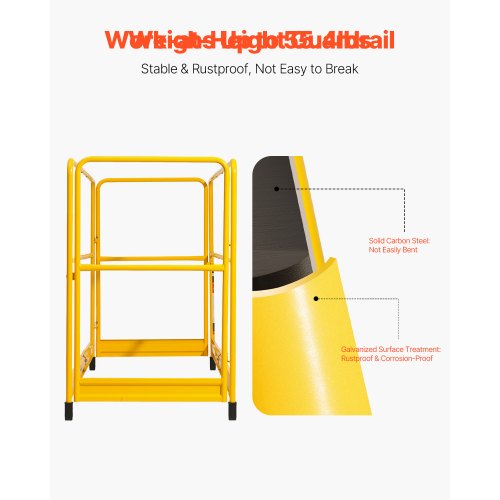 6ft Scaffolding Safety Guard Rail System For BakerStyle Scaffolding Yellow