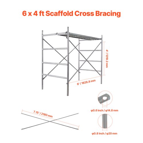 Scaffolding Cross Brace 6x4 ft 8Pack Solid Carbon Steel Scaffold Cross