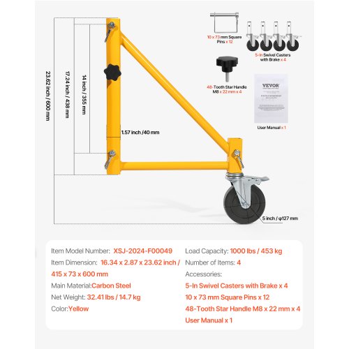 4Pack Scaffold Outriggers 1000 lbs Total Load Capacity BakerStyle