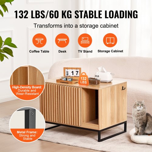 Cat Litter Box Enclosure Hidden Litter Box Furniture Wooden Cat Washroom