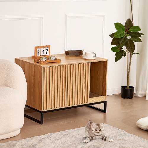 Cat Litter Box Enclosure Hidden Litter Box Furniture Wooden Cat Washroom