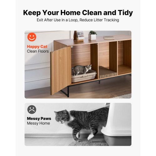 Cat Litter Box Enclosure Furniture 47.2 In Hidden Cabinet With Scratch Pad