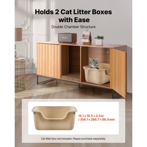 Cat Litter Box Enclosure Furniture 47.2 In Hidden Cabinet With Scratch Pad