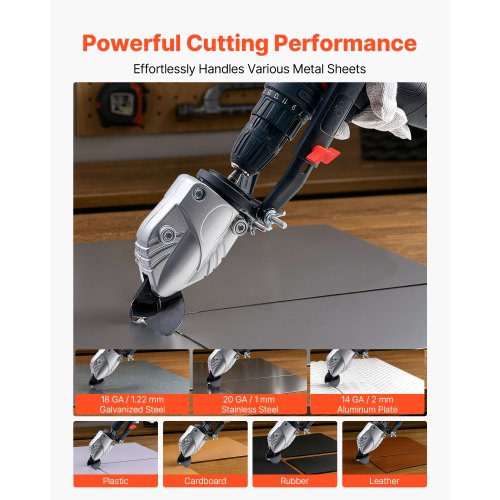 Metal ShearCutter Drill Attachment Sheet Metal Cutter with 360Degree