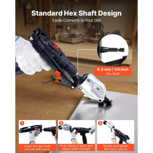 Metal ShearCutter Drill Attachment Sheet Metal Cutter with 360Degree