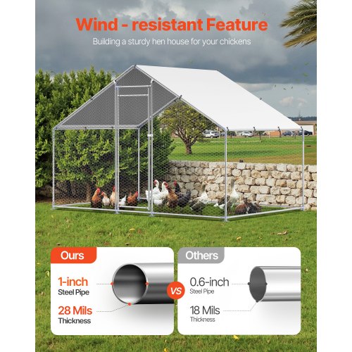 Metal Chicken Coop 98x65x65ft Large Walkin Chicken Runs with Cover