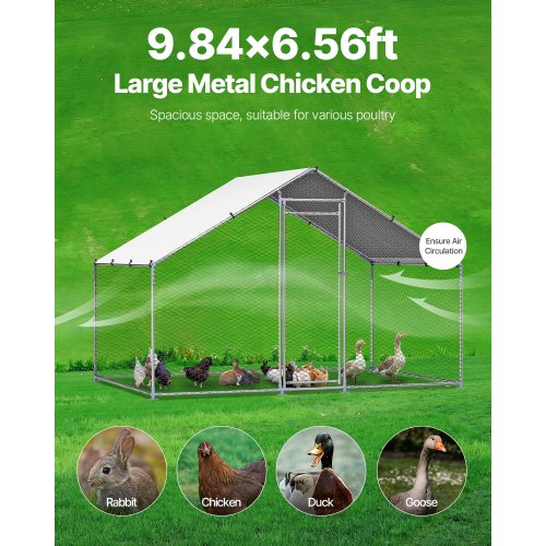 Metal Chicken Coop 98x65x65ft Large Walkin Chicken Runs with Cover