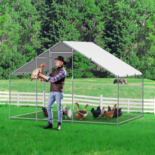 Metal Chicken Coop 98x65x65ft Large Walkin Chicken Runs with Cover
