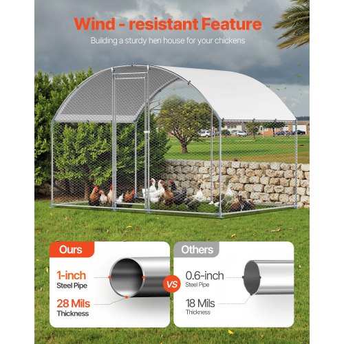 Metal Chicken Coop 98x65x65ft Large Walkin Chicken Runs with Cover