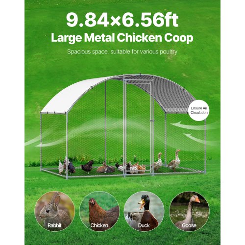 Metal Chicken Coop 98x65x65ft Large Walkin Chicken Runs with Cover