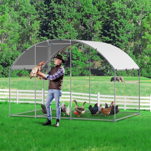 Metal Chicken Coop 98x65x65ft Large Walkin Chicken Runs with Cover