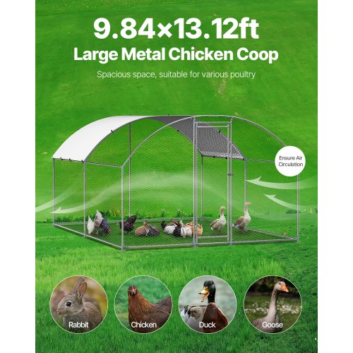 Metal Chicken Coop 98x131x65 ft Large Walkin Chicken Runs with Cover