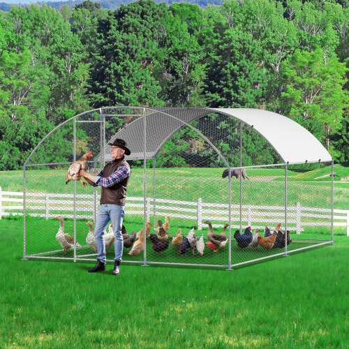 Metal Chicken Coop 98x131x65 ft Large Walkin Chicken Runs with Cover