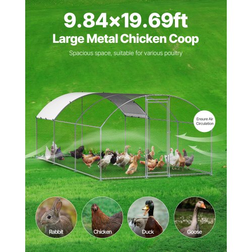 Metal Chicken Coop 98x193x65 ft Large Walkin Chicken Runs with Cover
