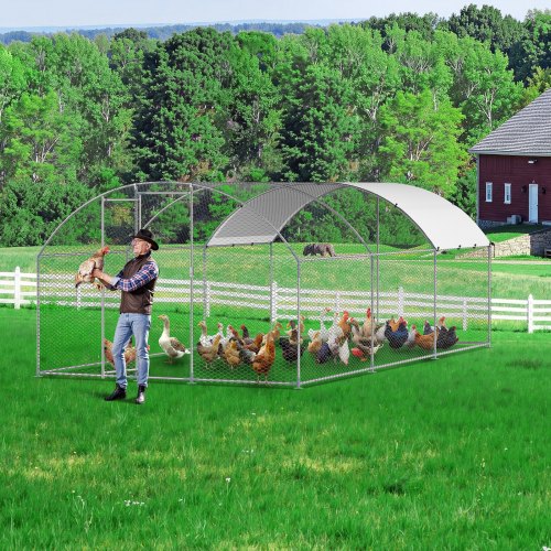 Metal Chicken Coop 98x193x65 ft Large Walkin Chicken Runs with Cover