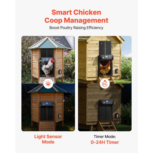 Automatic Chicken Coop Door DC Battery Powered Chicken Door with LCD
