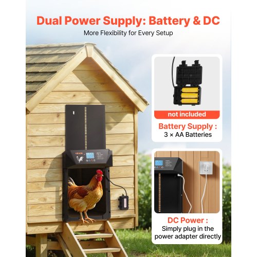 Automatic Chicken Coop Door DC Battery Powered Chicken Door with LCD