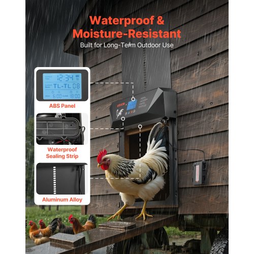 Automatic Chicken Coop Door DC Battery Powered Chicken Door with LCD