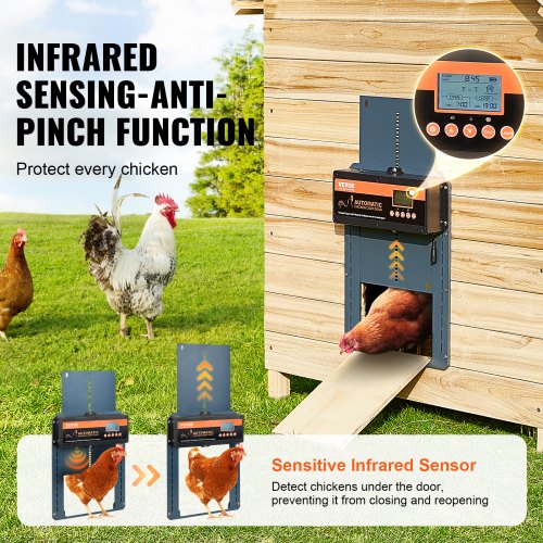 Automatic Chicken Coop Door Auto Chicken Door Opener with Timer Light