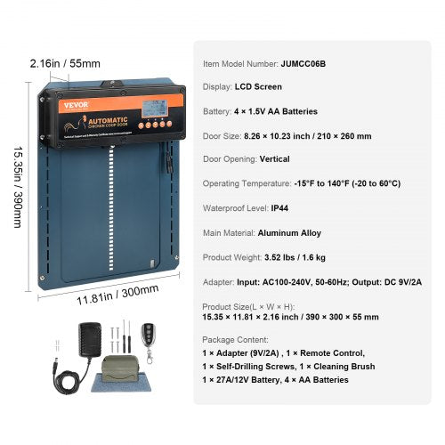 Automatic Chicken Coop Door Auto Chicken Door Opener with Timer Light