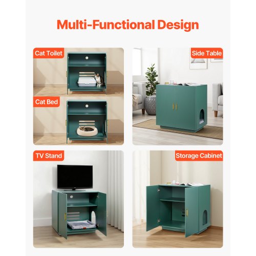 Cat Litter Box Enclosure 31.5 in Hidden Litter Box Cabinet Wooden Indoor