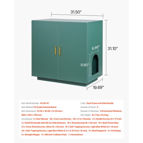 Cat Litter Box Enclosure 31.5 in Hidden Litter Box Cabinet Wooden Indoor