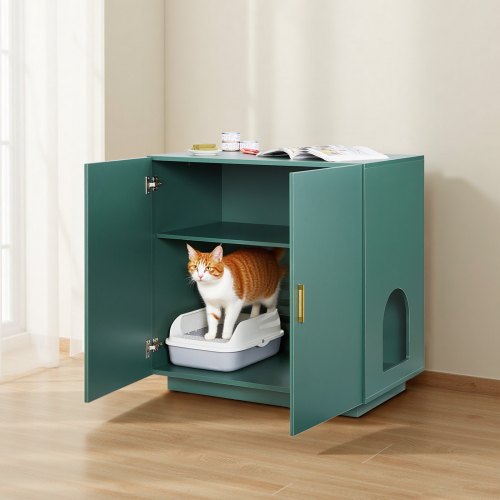 Cat Litter Box Enclosure 31.5 in Hidden Litter Box Cabinet Wooden Indoor