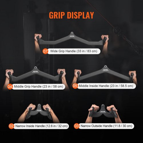 LAT Pulldown Attachments Cable Machine Rowing Tbar Vbar 5 Set Tricep