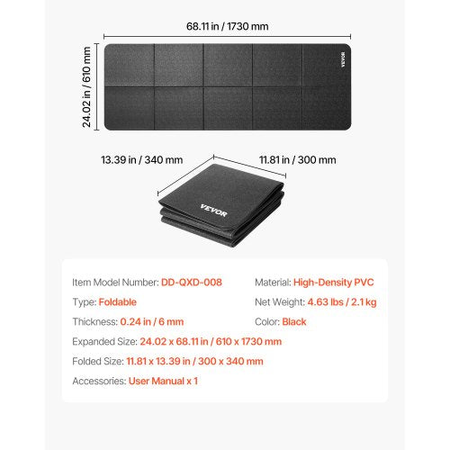 Foldable Walking Pad Treadmill Mat 14 Thick 24 x 68 Exercise Equipment