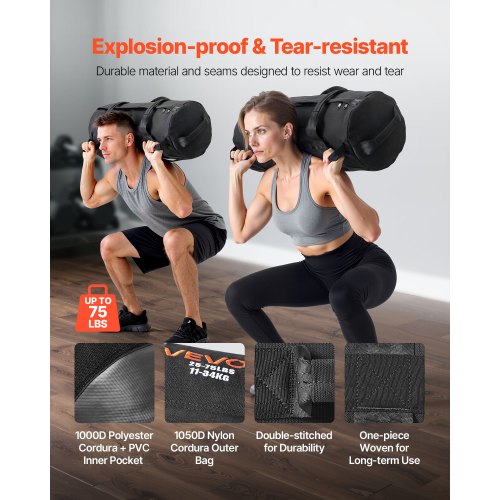 Workout Sandbag Heavy Duty Workout Power Bags with Handles 2575 lbs