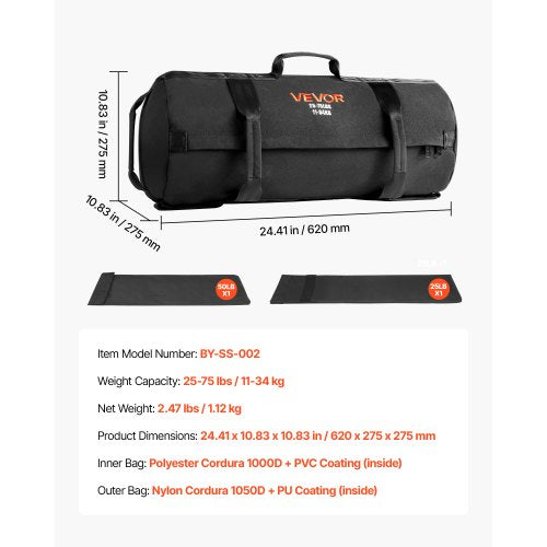 Workout Sandbag Heavy Duty Workout Power Bags with Handles 2575 lbs