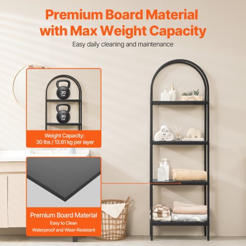 Metal Bookshelf 4Tier Arched Industrial Bookshelf Small Rustic Vintage