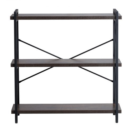 Metal Bookshelf 3Tier Industrial Bookshelf Small Rustic Storage Display
