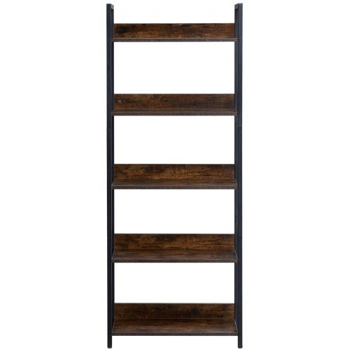 Metal Bookshelf 5Tier Tall Industrial Bookshelf Rustic Display Vintage