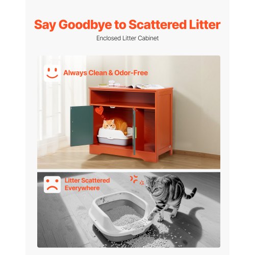 Cat Litter Box Enclosure 31 in Hidden Litter Box Cabinet with Shelf
