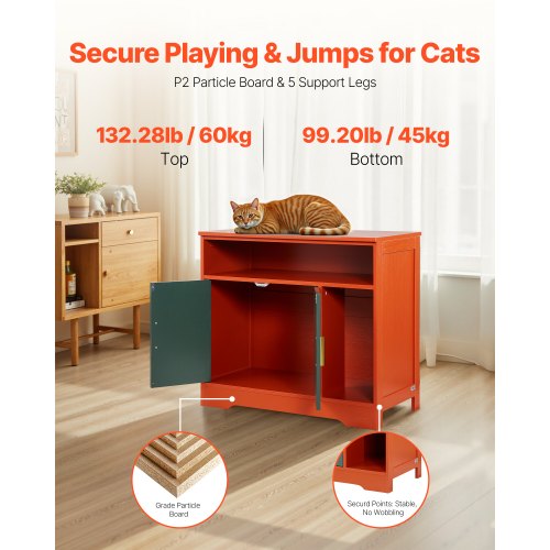 Cat Litter Box Enclosure 31 in Hidden Litter Box Cabinet with Shelf
