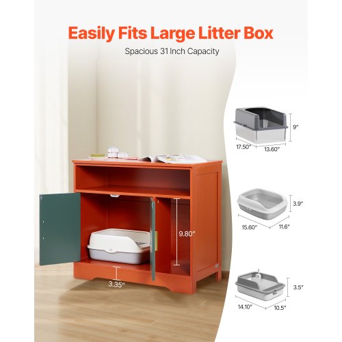Cat Litter Box Enclosure 31 in Hidden Litter Box Cabinet with Shelf