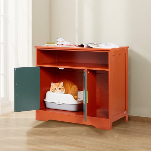 Cat Litter Box Enclosure 31 in Hidden Litter Box Cabinet with Shelf