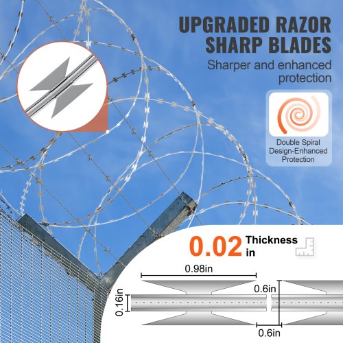 Razor Wires 98 ft Razor Barbed Wire 2 Rolls Razor Wire Fencing Razor